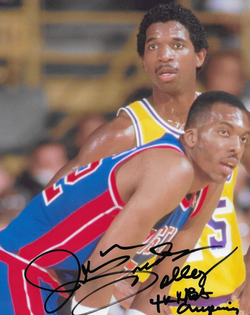 John Salley signed Detroit Pistons basketball 8x10 photo Proof COA autographed..