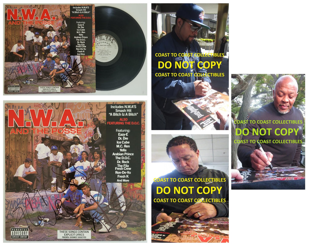 DR Dre Ice Cube DJ Yella signed NWA & Posse album vinyl record Proof Beckett COA STAR