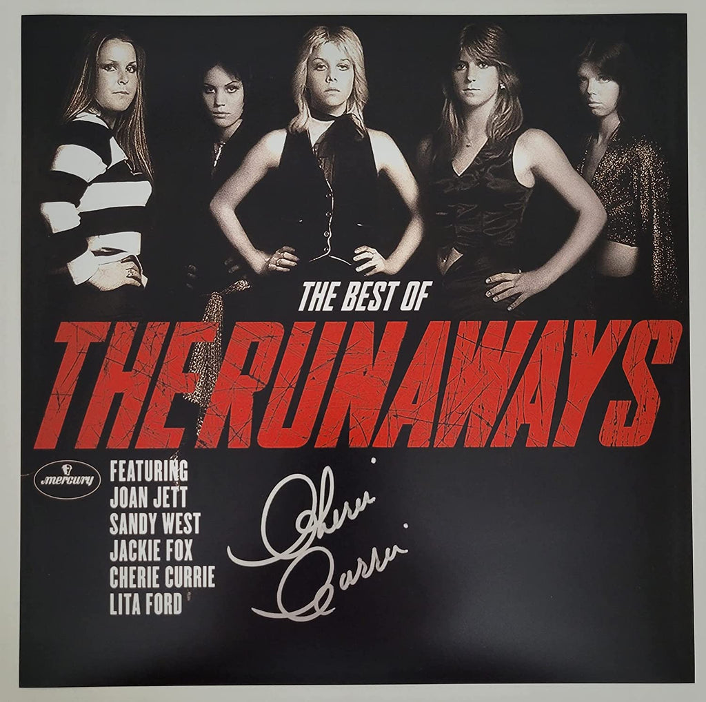 Cherie Currie signed The Best of The Runaways 12x12 album photo COA proof STAR.