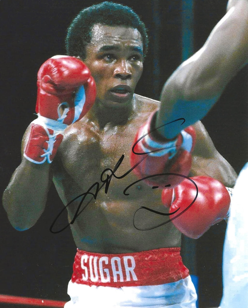 Sugar Ray Leonard Boxing Champ signed 8x10 photo proof COA autographed.