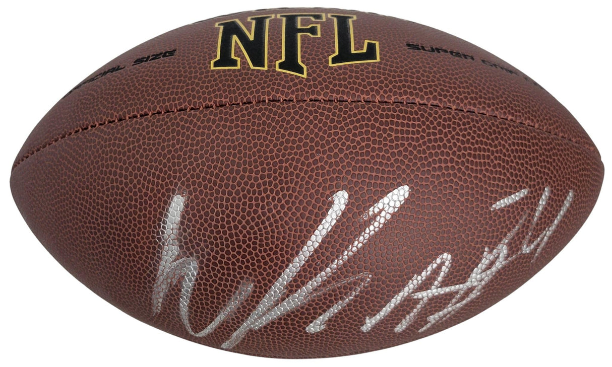 Marcus Peters Raiders signed NFL football proof COA KC Chiefs Ravens