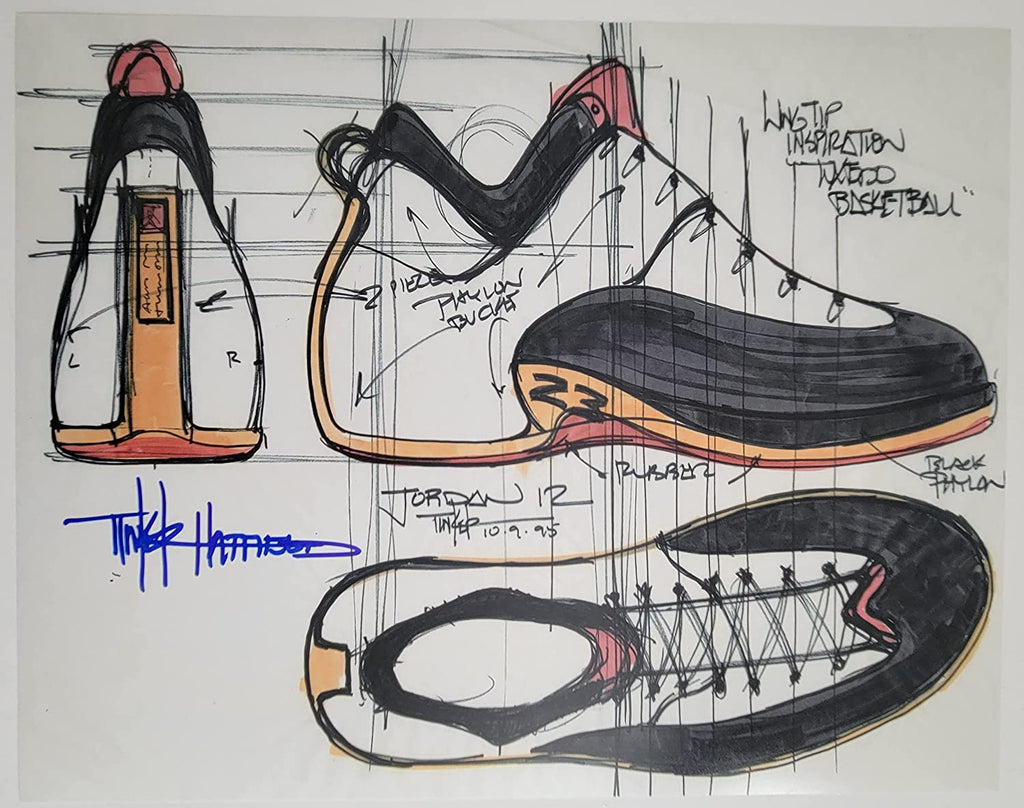Tinker Hatfield signed Nike Air Jordan 12 11x14 photo COA proof autograph STAR.