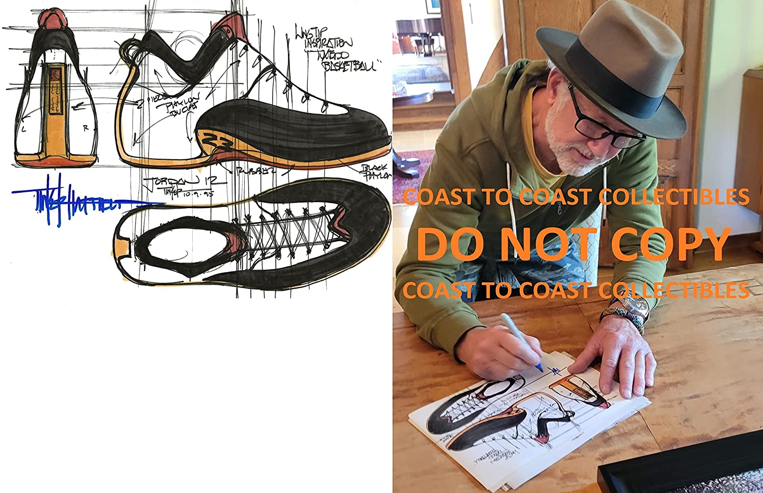 Tinker Hatfield signed Nike Air Jordan 12 8x10 photo COA proof autograph STAR.