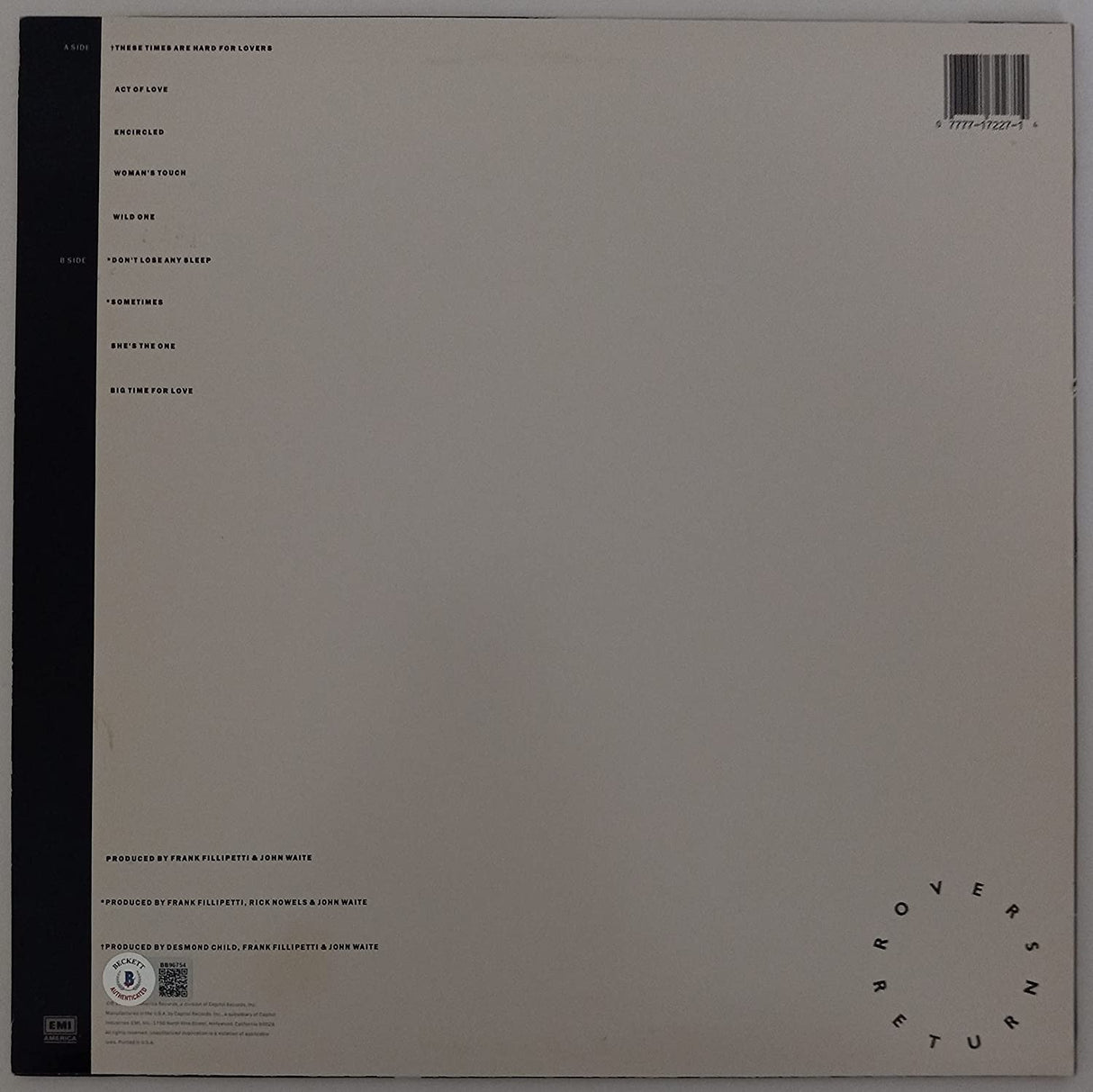 John Waite signed autographed Rover's Return album vinyl record proof Beckett COA STAR