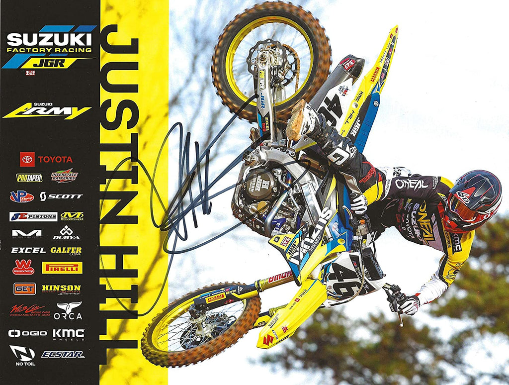 Justin Hill Supercross Motocross autographed 8.5x11 photo poster COA.