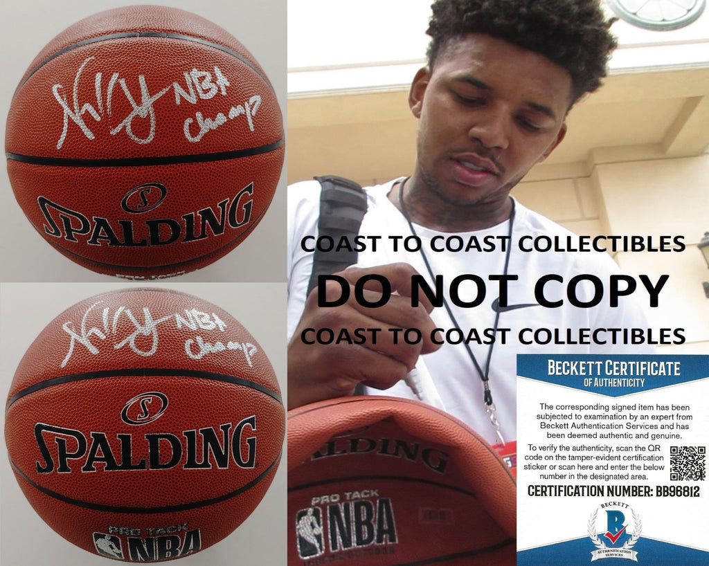 Nick Young ''Swaggy P'' Golden State Warriors USC signed NBA basketball proof Beckett COA