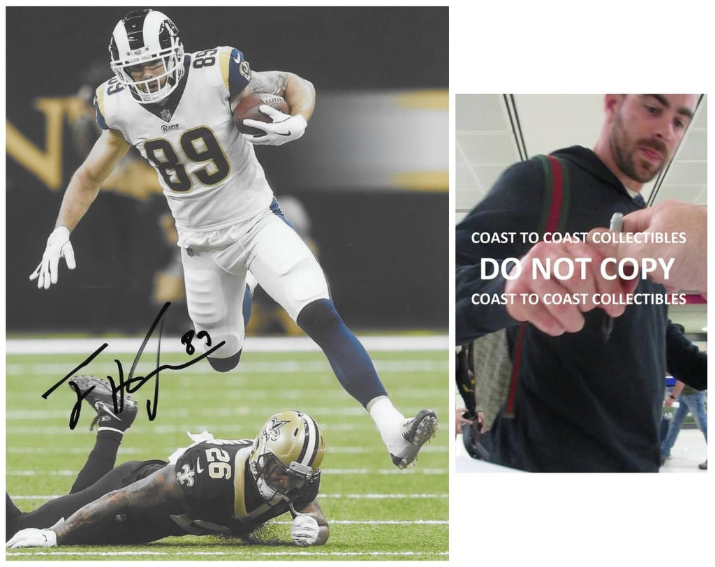 Tyler Higbee signed Los Angeles Rams football 8x10 photo Proof COA autographed