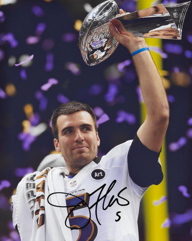 Joe Flacco signed Baltimore Ravens football 8x10 photo Proof COA autographed.