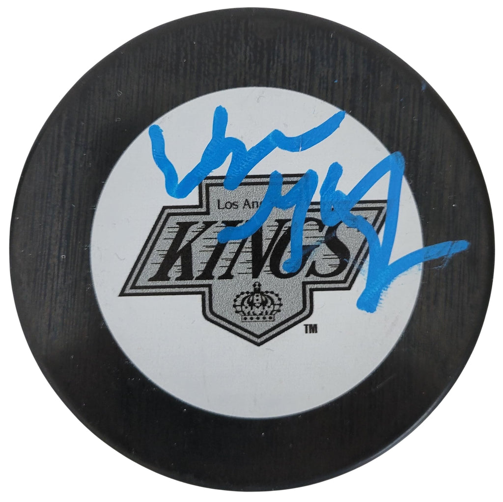 Wayne Gretzky signed Kings logo Hockey Puck exact proof COA auto