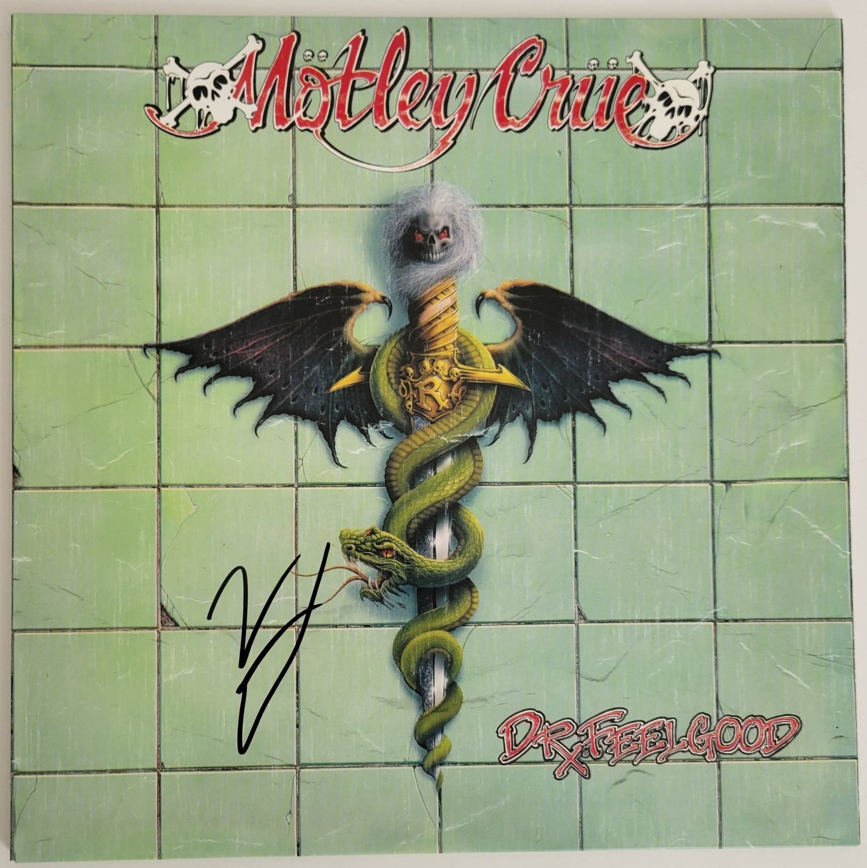 Vince Neil signed Motley Crue Dr Feelgood album vinyl record COA exact proof star