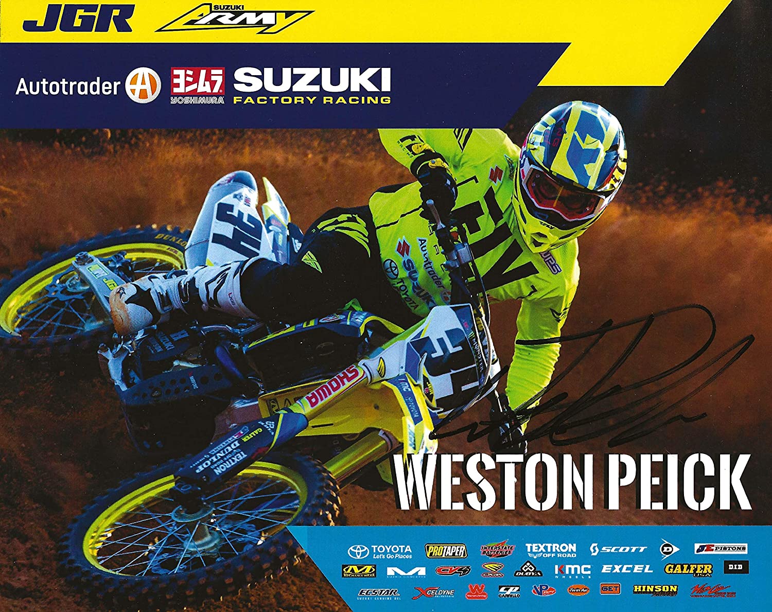 Weston Peick Supercross Motocross autographed 8x10 photo poster COA.