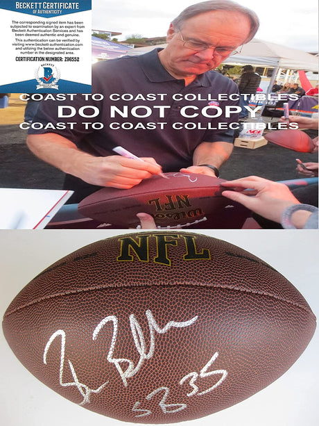 Brian Billick Baltimore Ravens signed NFL football exact proof Beckett COA