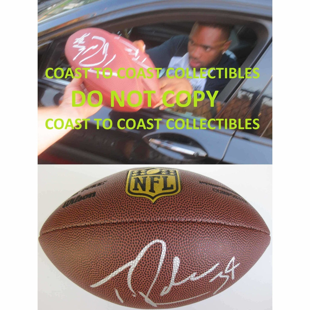 Thomas Rawls Seattle Seahawks, Signed, Autographed, NFL Duke Football, a COA with the Proof Photo of Thomas Signing Will Be Included with the Ball