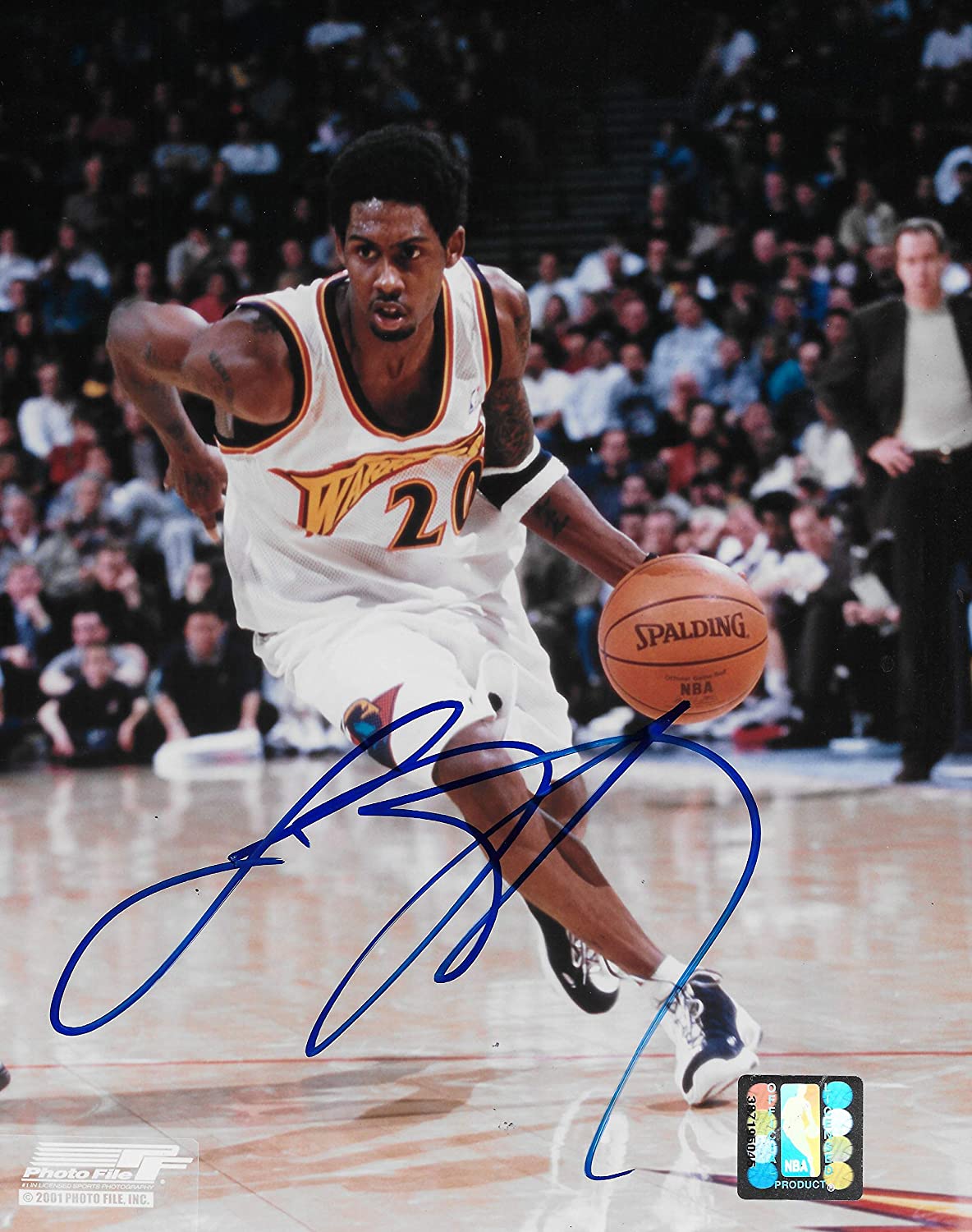 Larry Hughes signed Golden State Warriors basketball 8x10 photo COA