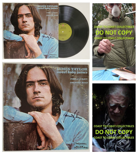 James Taylor Henry Diltz signed Sweet Baby James album vinyl record COA proof STAR