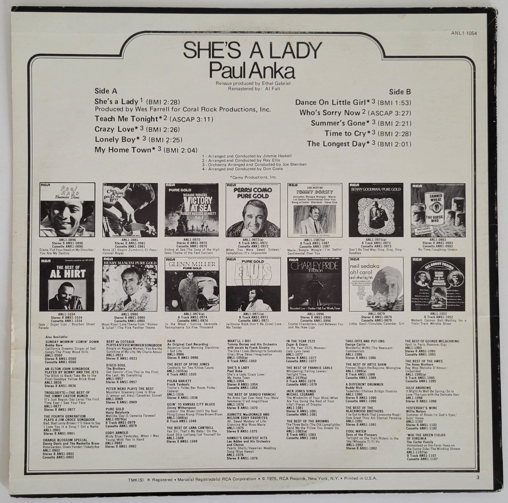 Paul Anka signed Shes a Lady album vinyl record COA proof autographed STAR