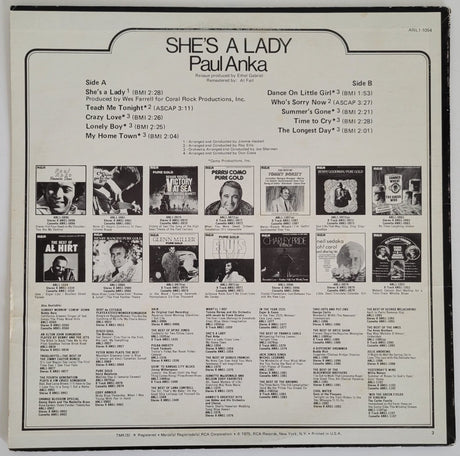 Paul Anka signed Shes a Lady album vinyl record COA proof autographed STAR