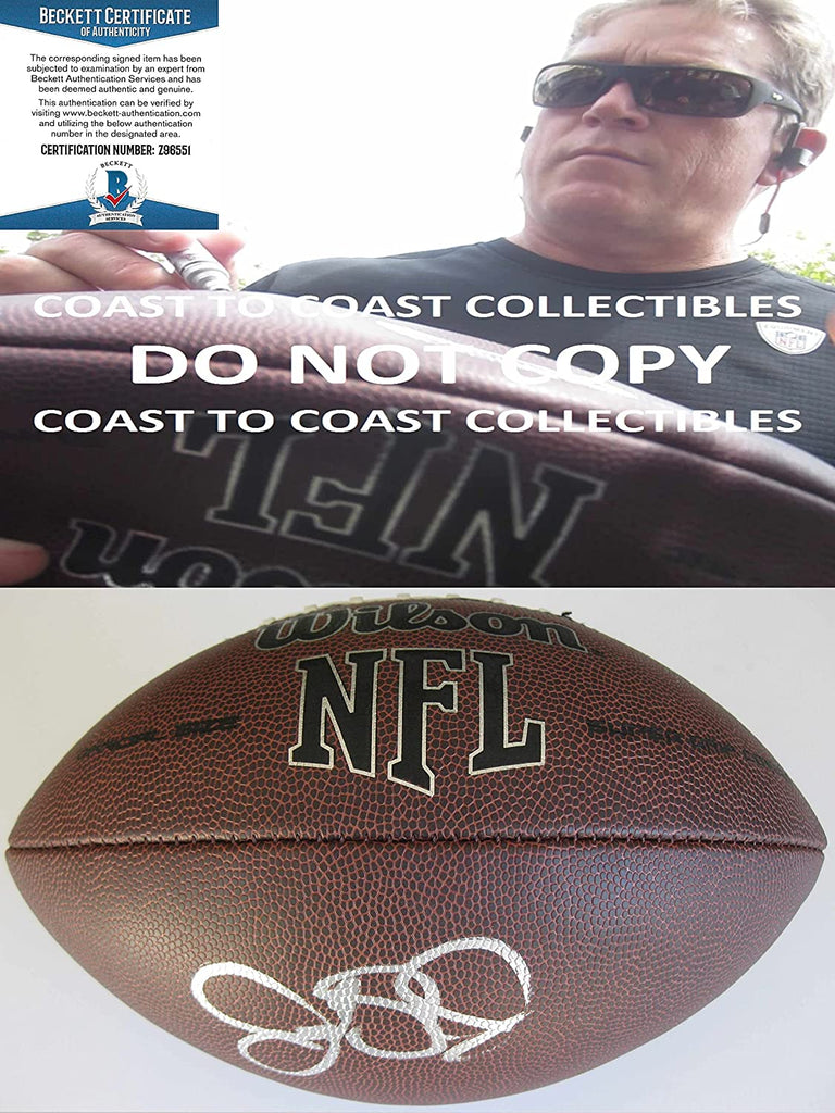 Jack Del Rio Cowboys Vikings Raiders USC Trojans signed NFL football proof Beckett COA