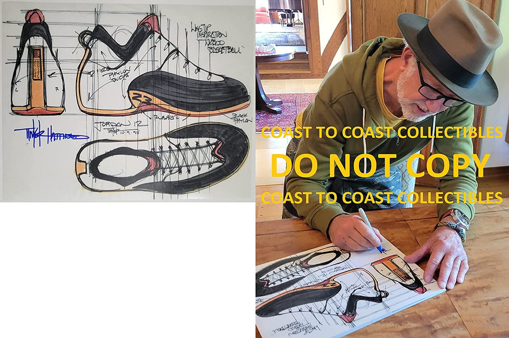 Tinker Hatfield signed Nike Air Jordan 12 11x14 photo COA proof autograph STAR.
