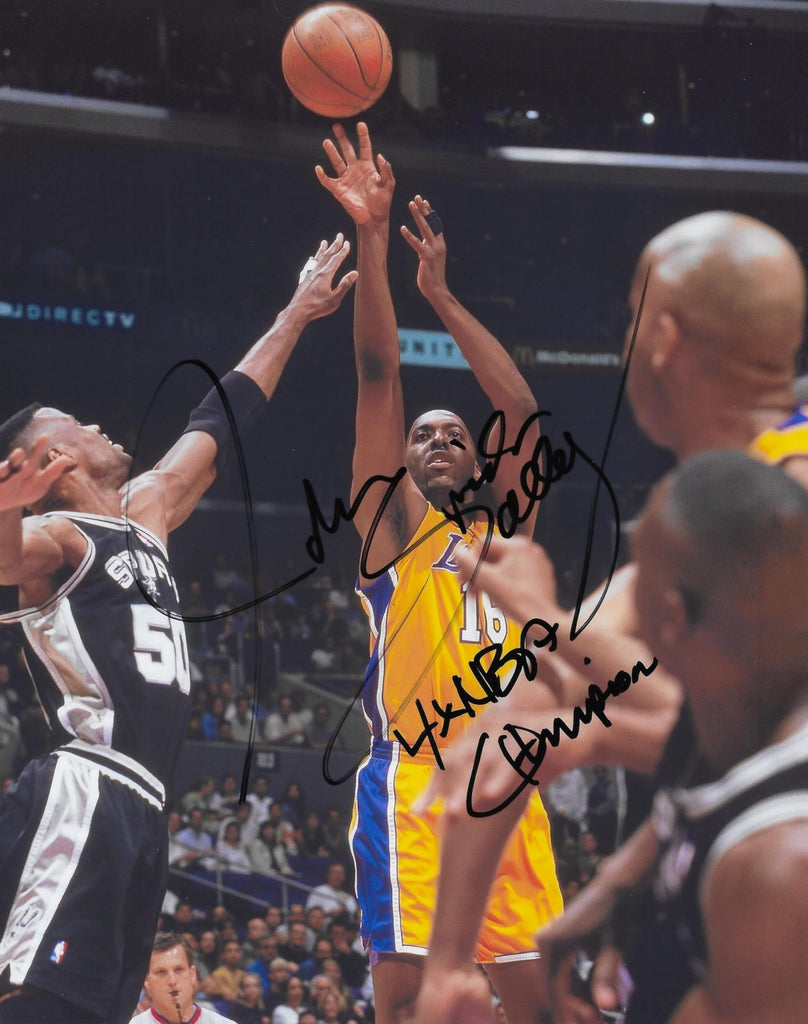 John Salley signed Los Angeles Lakers basketball 8x10 photo Proof COA autographed