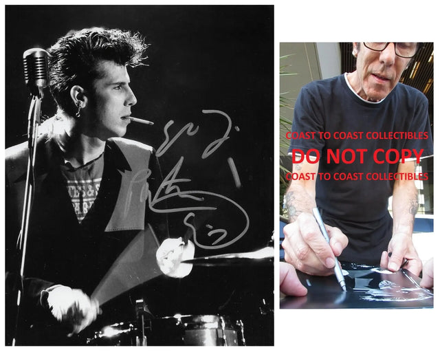 Slim Jim Phantom Stray Cats Drummer signed 8x10 photo proof COA autographed. STAR