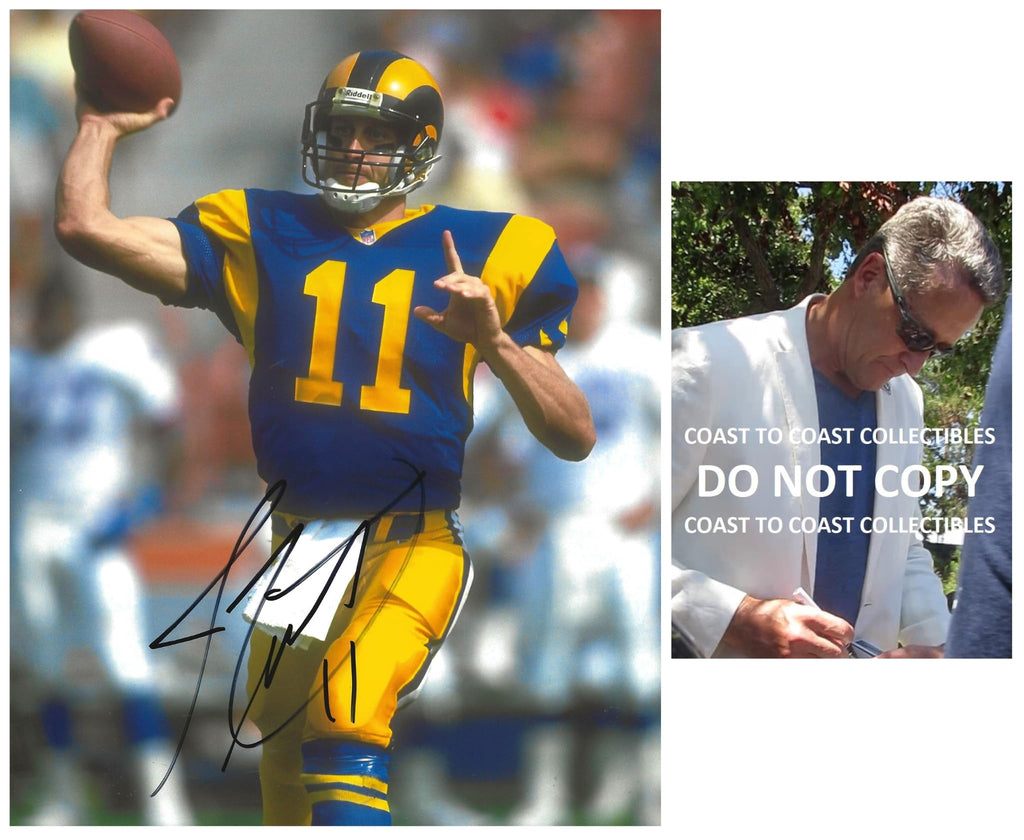 Jim Everett signed Los Angeles Rams football 8x10 photo Proof COA autographed.