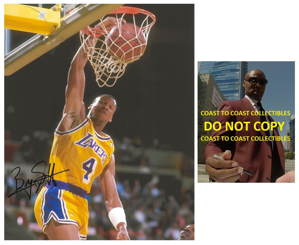 Byron Scott signed Los Angeles Lakers basketball 8x10 photo Proof COA autographed