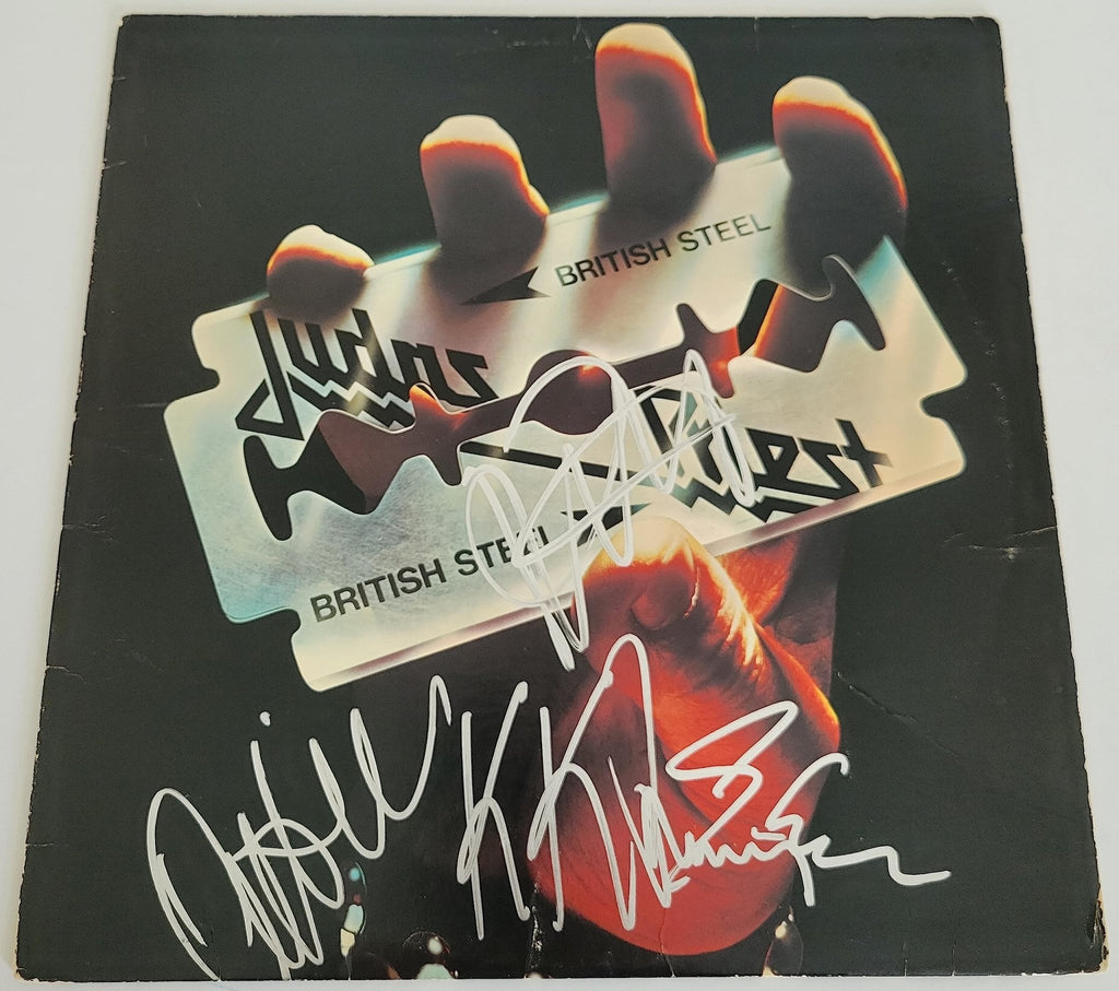 Halford Tipton Hill Downing signed Judas Priest British Steel album COA proof star