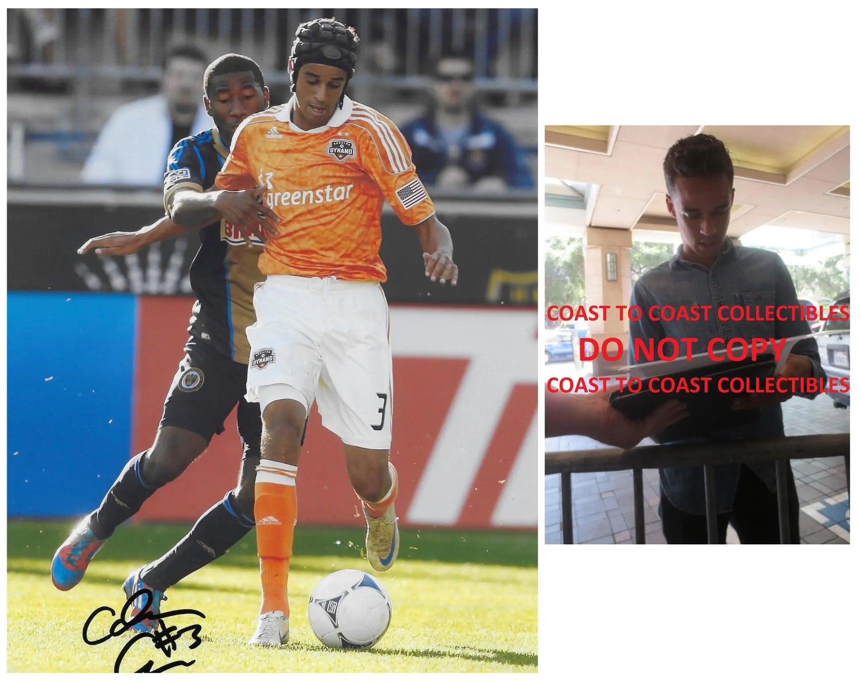 Calen Carr Signed 8x10 Photo Proof COA Houston Dynamo Soccer Autographed.