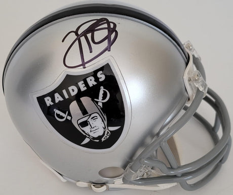 Tim Brown signed Oakland Raiders football mini helmet proof COA autographed