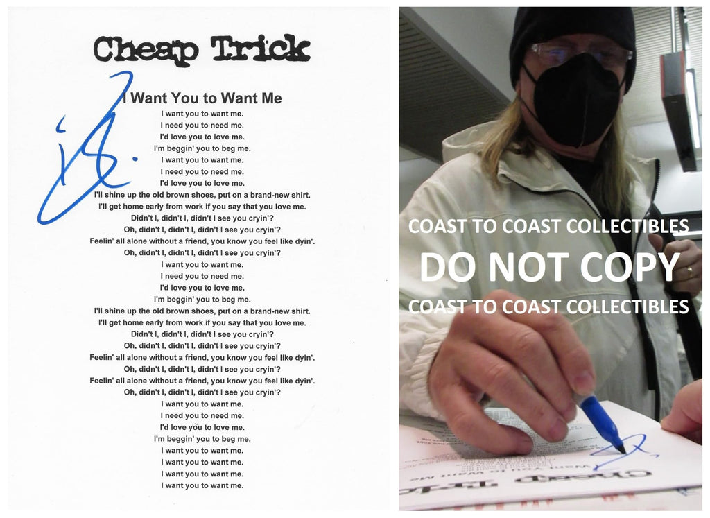 Robin Zander signed Cheap Trick I Want You To Want Me Lyrics sheet COA Proof autographed star