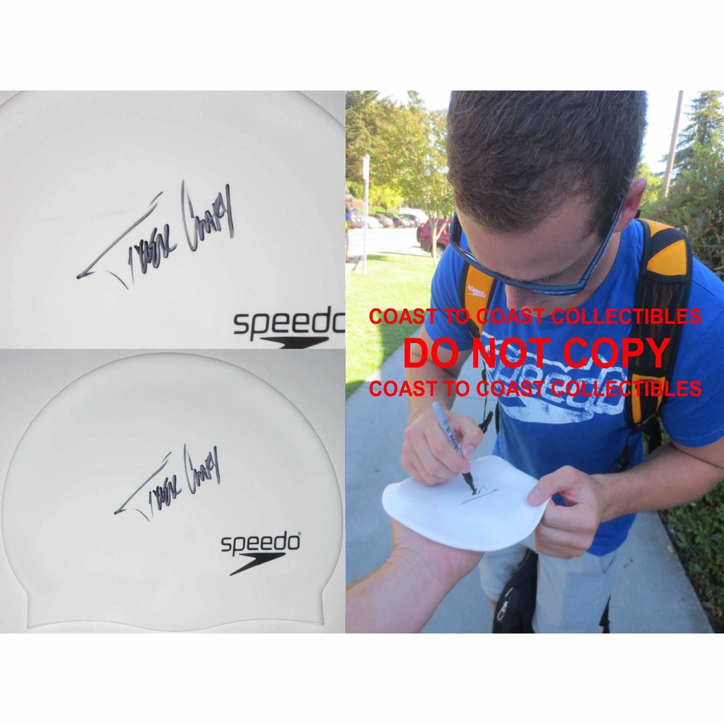 Tyler Clary, USA Olympic Swimmer, Signed, Autographed, Swim Cap, a Coa with the Proof Photo of Tyler Signing the Swim Cap Will Be Included..