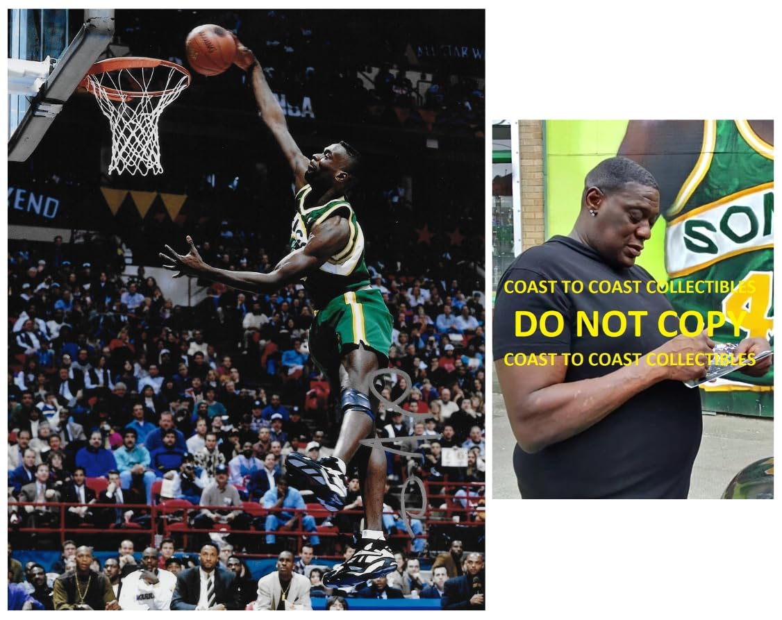 Shawn Kemp Signed Seattle Sonics Basketball 8x10 Photo COA Proof Autographed