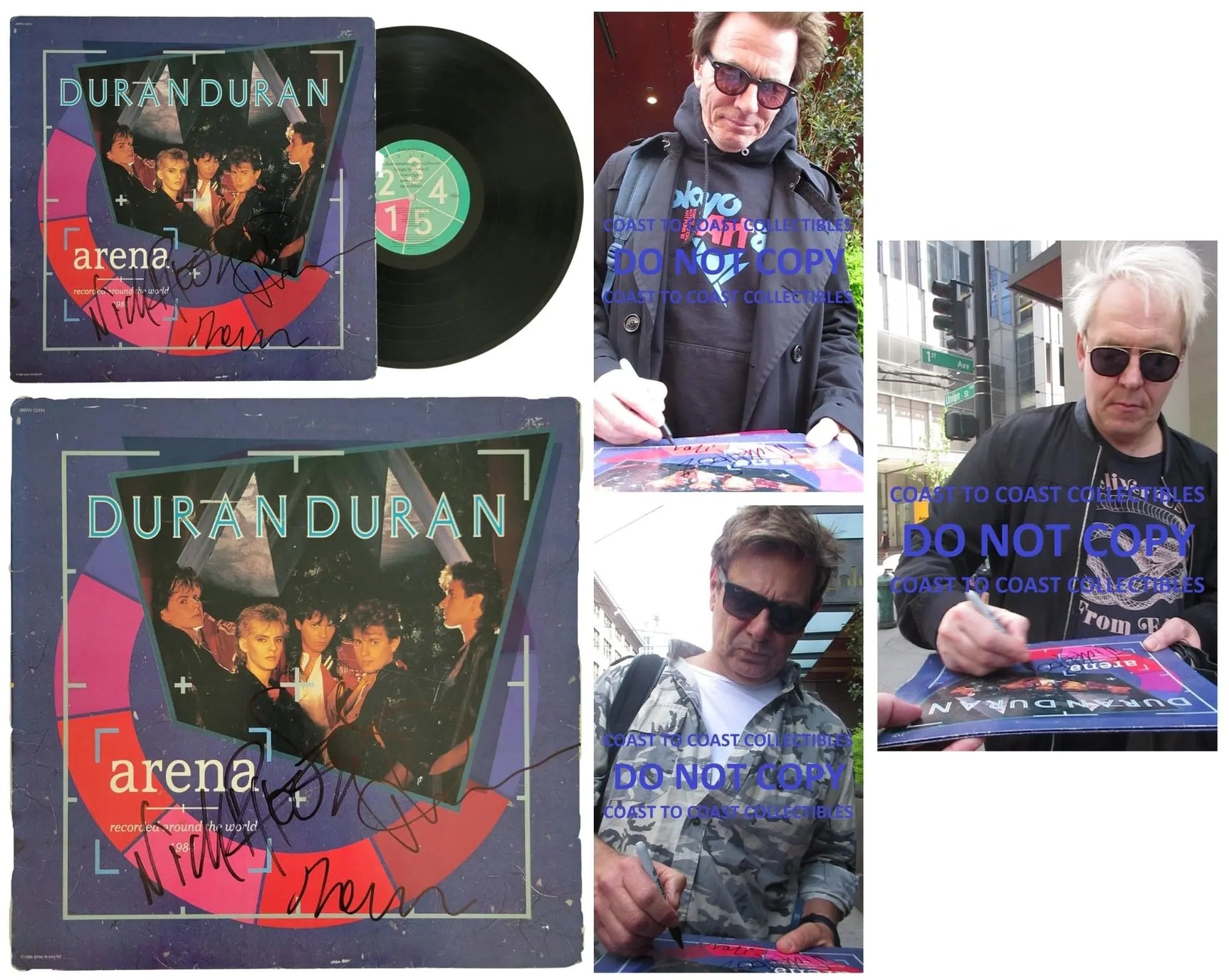 Duran Duran signed Arena album vinyl record COA exact proof Nick, John, Roger STAR