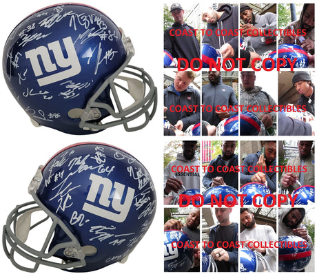 2022 New York Giants team signed full size football helmet COA exact proof Daniel Jones