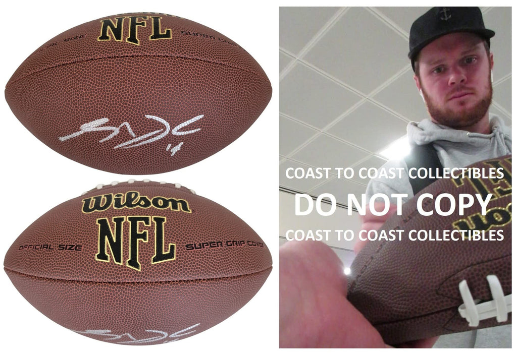 Sam Darnold SF 49ers Jets USC Trojans signed NFL football proof COA autographed