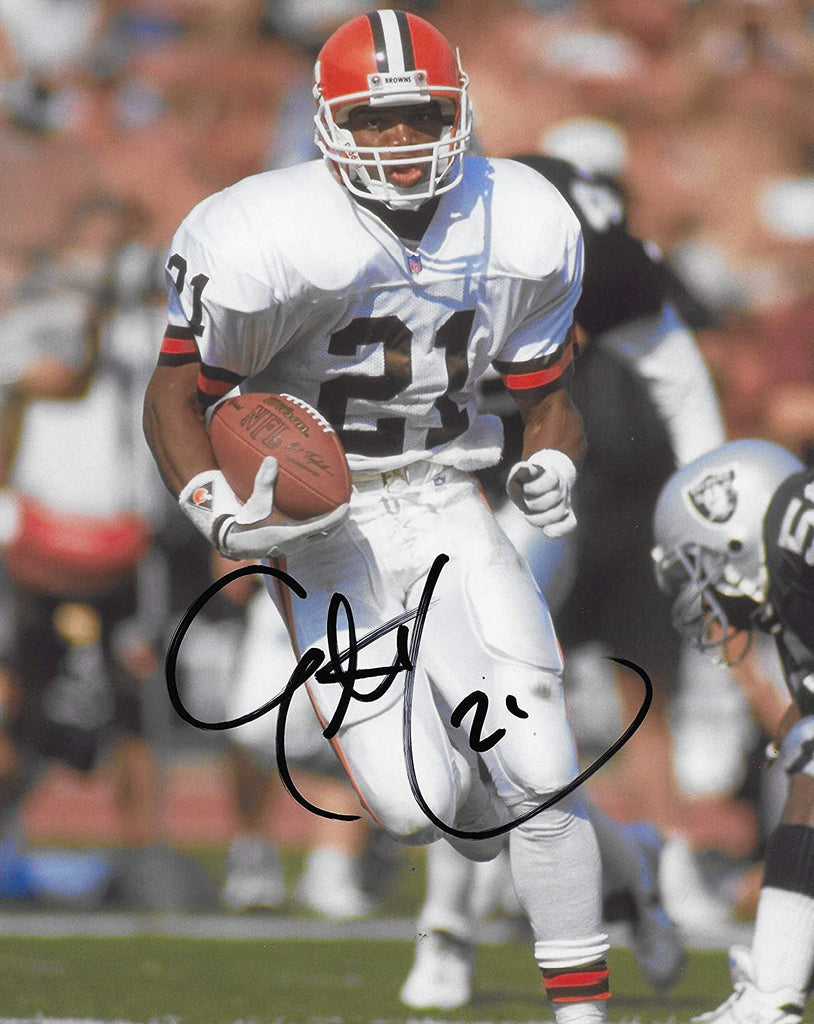 Eric Metcalf autographed Cleveland Browns football 8x10 photo proof COA