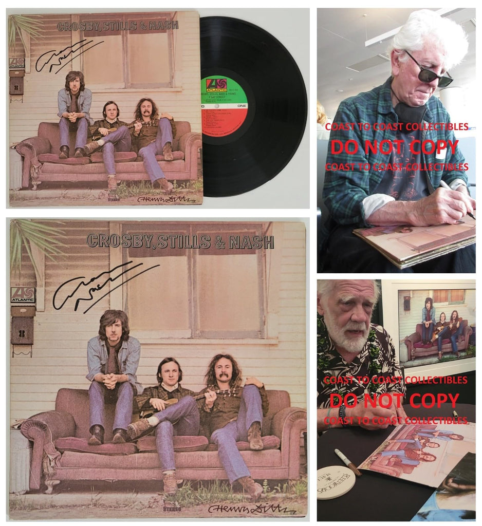 Graham Nash Henry Diltz signed Crosby Stills & Nash album vinyl COA exact proof STAR