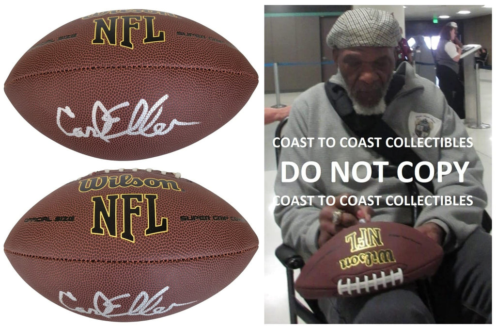 Carl Eller HOF Minnesota Vikings signed NFL football proof COA autographed