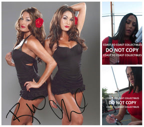 Nikki & Brie The Bella Twins signed WWE 8x10 photo COA proof autographed