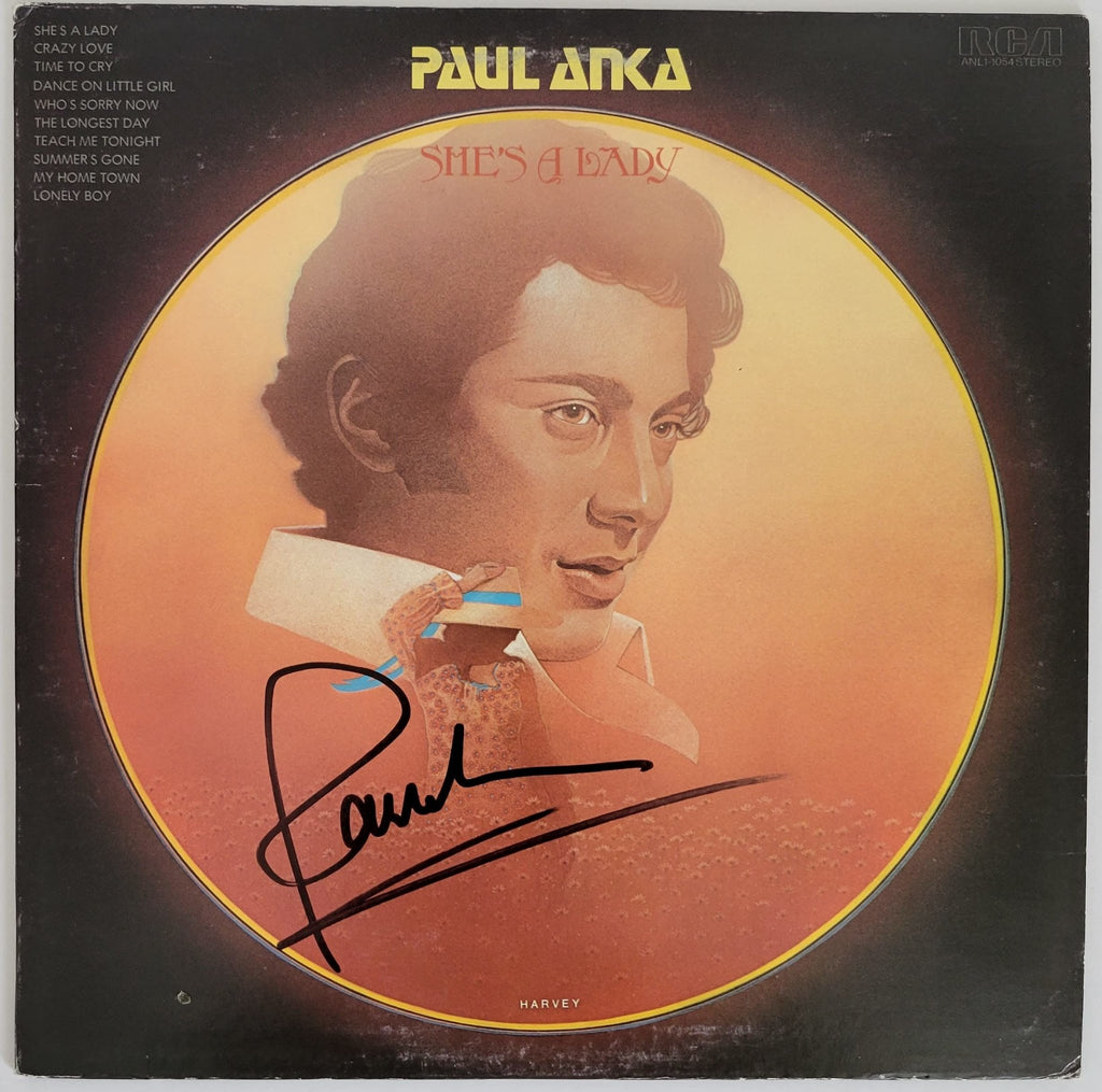 Paul Anka signed Shes a Lady album vinyl record COA proof autographed STAR
