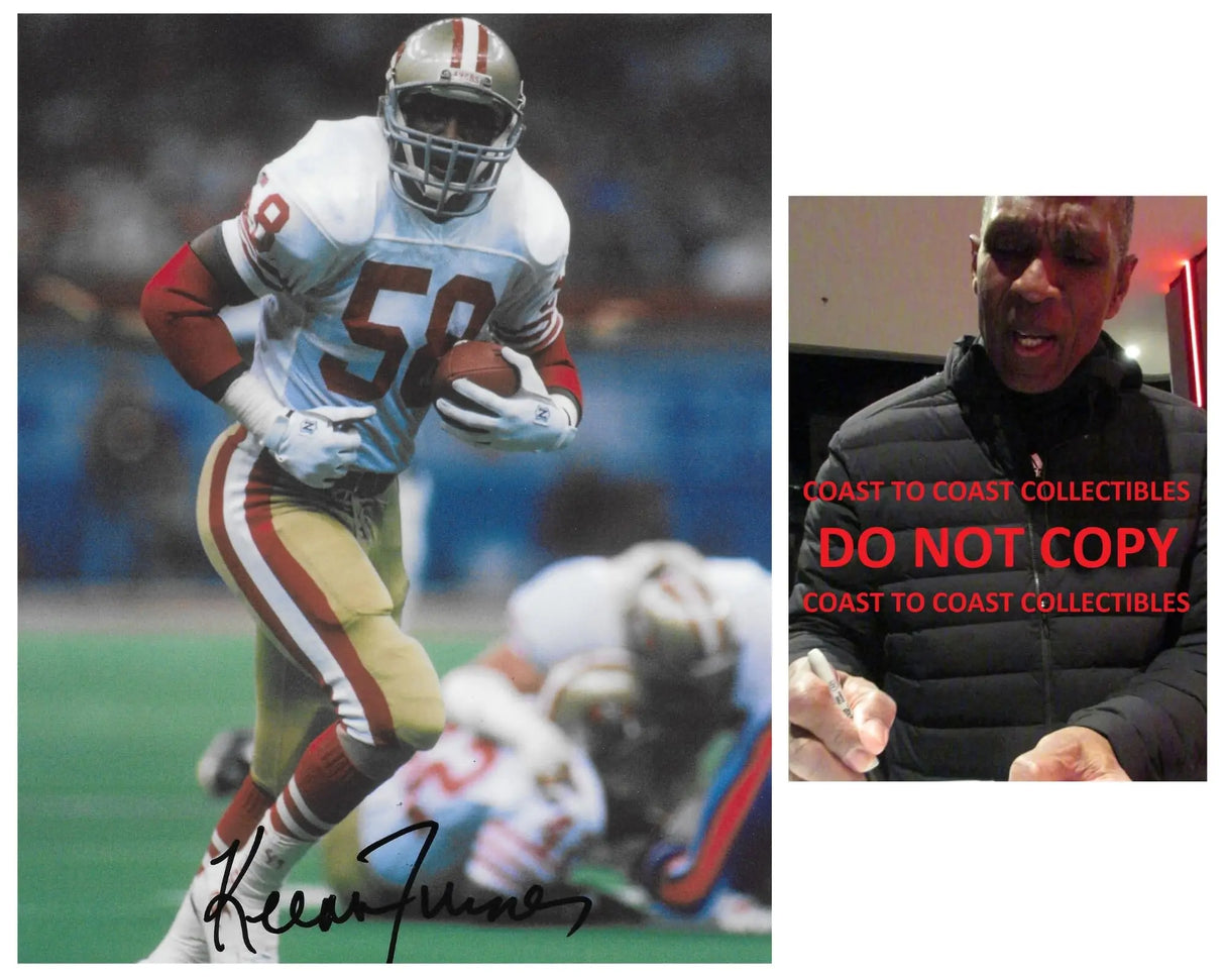 Keena Turner signed San Francisco 49ers football 8x10 photo proof COA autographed.