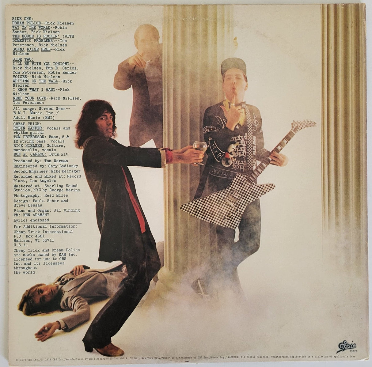 Cheap Trick band signed Dream Police album COA proof Robin Zander,Rick Nielsen,Tom Peterson star