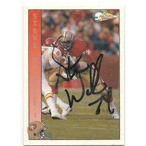 1992, Steve Wallace, San Francisco 49ers, Signed, Autographed, Pacific Football Card, Card # 285,