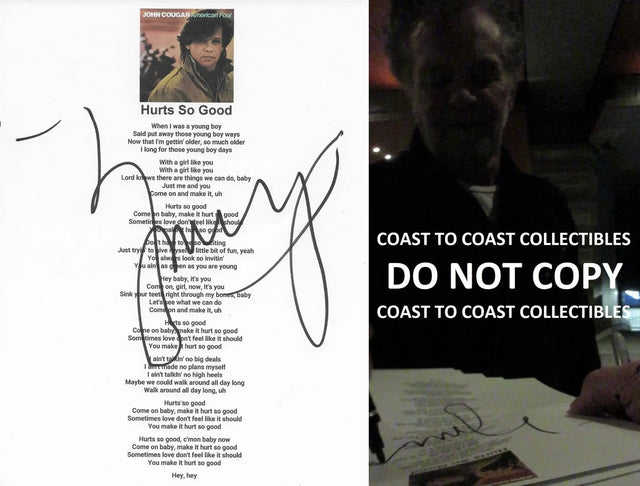 John Mellencamp signed Hurts so Good Lyrics sheet COA exact Proof autographed STAR