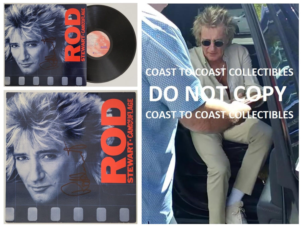 Rod Stewart signed Camouflage album vinyl record COA exact proof STAR autographed