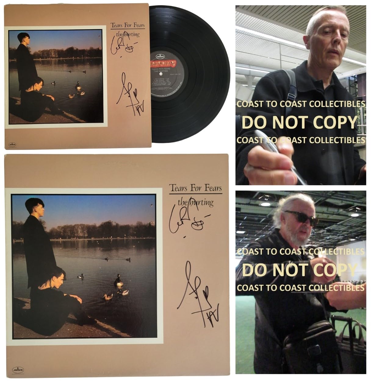 Smith & Orzabal signed Tears for Fear The Hurting album vinyl record COA proof STAR.