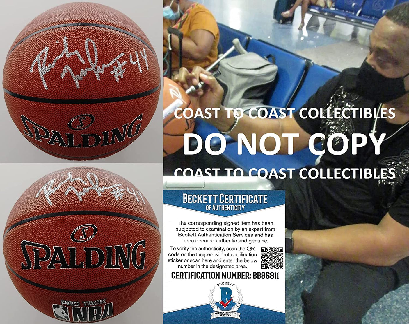 Rick Mahorn Detroit Pistons NJ Nets signed autographed NBA basketball proof Beckett COA