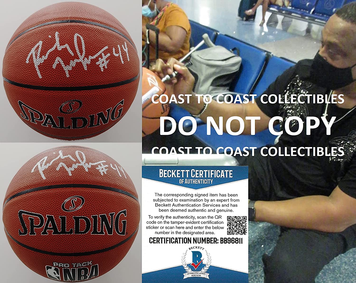 Rick Mahorn Detroit Pistons NJ Nets signed autographed NBA basketball proof Beckett COA
