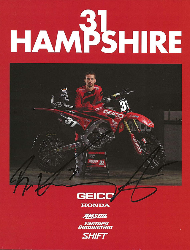 RJ Hampshire Supercross Motocross autographed 8.5x11 photo poster COA